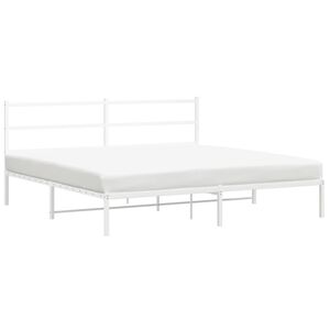 vidaXL Cadre de lit m&eacute;tal sans matelas et t&ecirc;te de lit blanc 193x203 cm