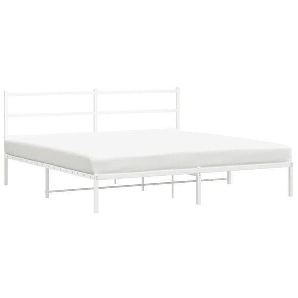 vidaXL Cadre de lit m&eacute;tal sans matelas et t&ecirc;te de lit blanc 193x203 cm