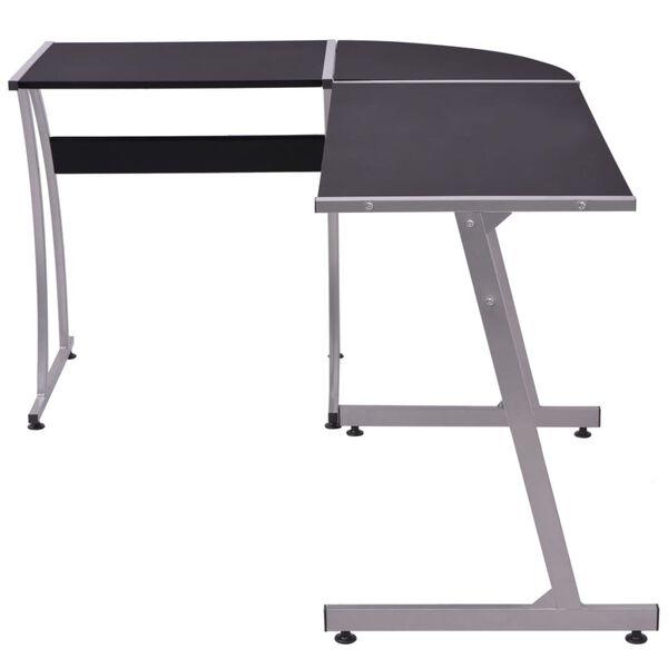 vidaXL Bureau d'angle en forme de L Noir