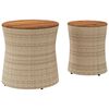 vidaXL Tables d'appoint de jardin 2pcs dessus en bois beige poly rotin