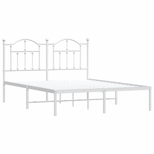 vidaXL Cadre de lit m&eacute;tal sans matelas et t&ecirc;te de lit blanc 150x200 cm