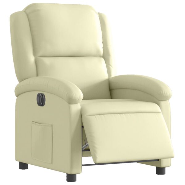 vidaXL Fauteuil inclinable électrique crème cuir véritable