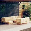vidaXL Salon de jardin 11 pcs avec coussins crème Bois de pin solide
