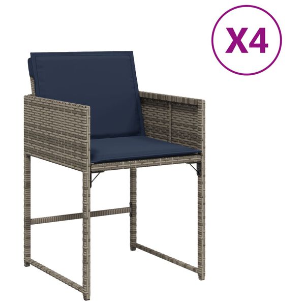 vidaXL Chaises de jardin avec coussins lot de 4 gris r&eacute;sine tress&eacute;e