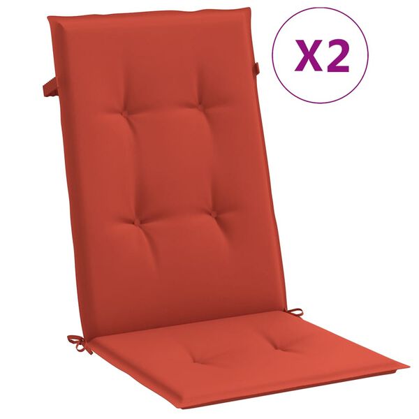 vidaXL Coussins de chaise à dossier haut lot de 2 rouge mélangé tissu