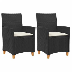 vidaXL Chaises de jardin coussins lot de 2 noir r&eacute;sine tress&eacute;e et bois