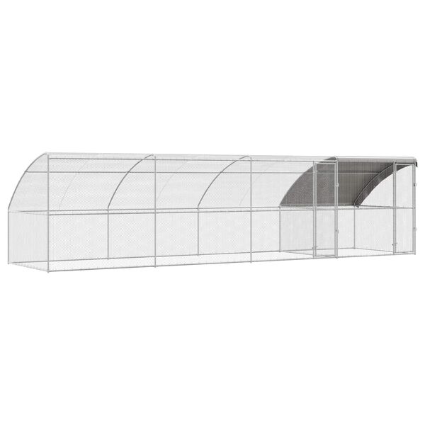 vidaXL Cage &agrave; poules 4 pcs Argent&eacute; 800 x 200 x 200 cm Acier et PE
