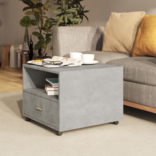 vidaXL Table basse gris b&eacute;ton 55x55x40 cm bois d'ing&eacute;nierie