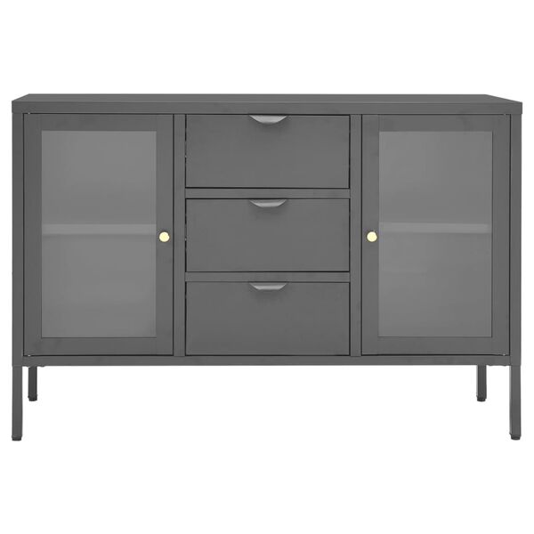 vidaXL Buffet Anthracite 105x35x70 cm Acier et verre tremp&eacute;