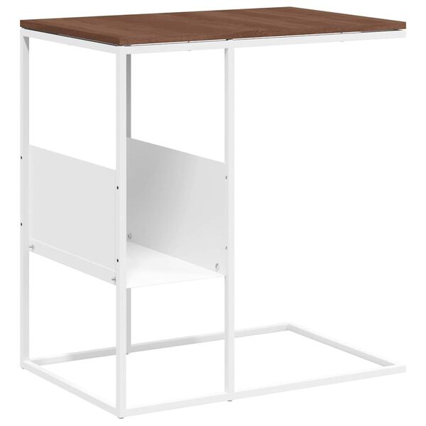 vidaXL Table d'appoint Blanc 55x36x59,5 cm Bois d'ing&eacute;nierie