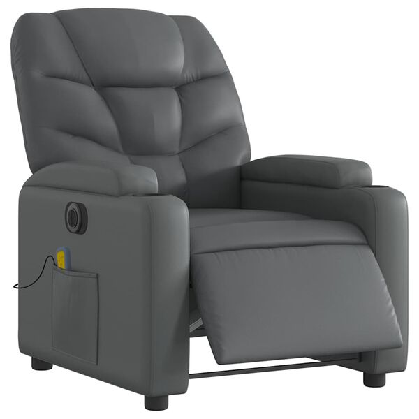vidaXL Fauteuil inclinable de massage électrique gris similicuir