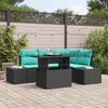 vidaXL Ensemble de canap&eacute; de jardin 6 pcs Noir et Bleu polyrotin