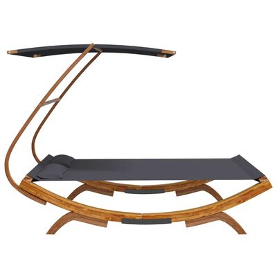 vidaXL Lit repos et auvent 165x203x138cm Bois courbé massif Anthracite