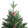 vidaXL Sapin de No&euml;l artificiel &agrave; charni&egrave;res avec baies rouges 180 cm