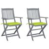 vidaXL Chaises pliables d'ext&eacute;rieur lot de 2 et coussins Bois d'acacia