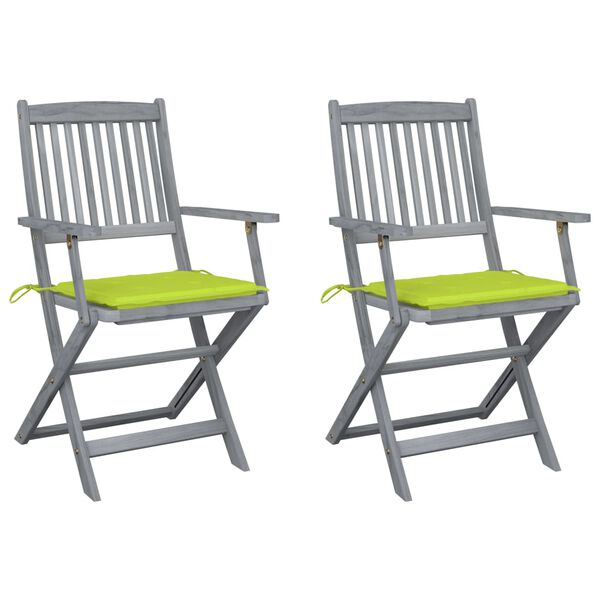 vidaXL Chaises pliables d'ext&eacute;rieur lot de 2 et coussins Bois d'acacia