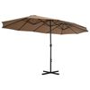 vidaXL Parasol d'ext&eacute;rieur et poteau en aluminium 460x270 cm taupe