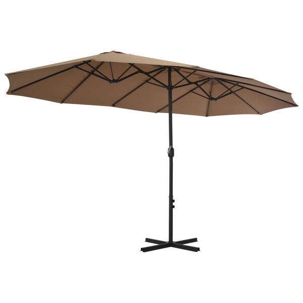 vidaXL Parasol d'ext&eacute;rieur et poteau en aluminium 460x270 cm taupe