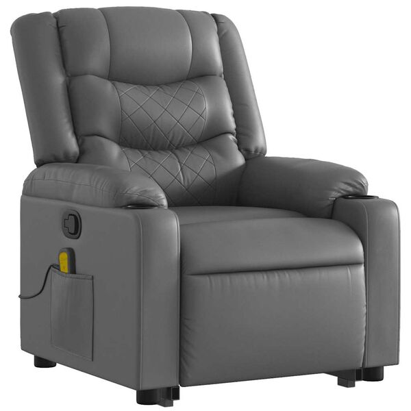 vidaXL Fauteuil inclinable de massage gris similicuir
