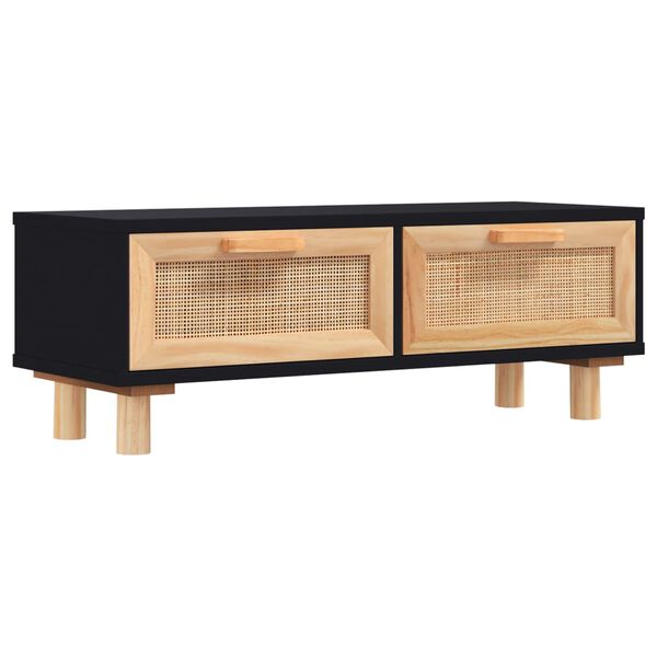 vidaXL Table basse Noir 80x40x30 cm Bois d'ing&eacute;nierie et pin massif