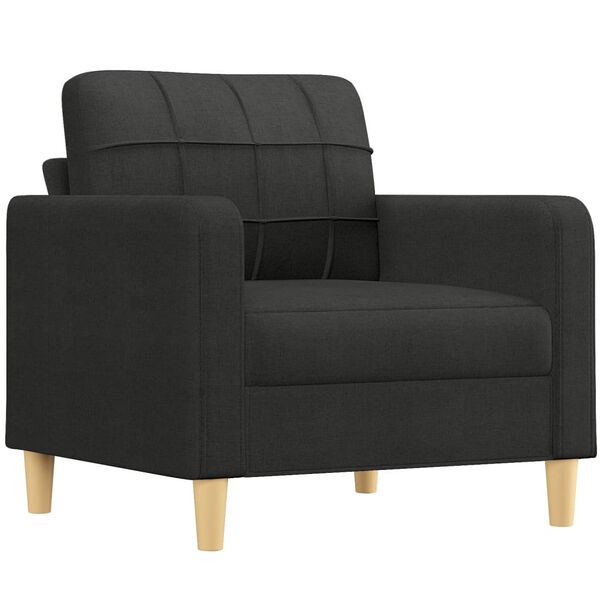 vidaXL Ensemble de canap&eacute;s 3 pcs avec coussins Noir Tissu
