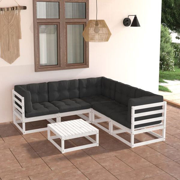 vidaXL Salon de jardin 6 pcs avec coussins Bois de pin massif