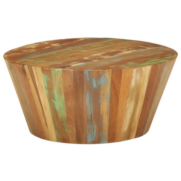 vidaXL Table basse &Oslash;65x31 cm Bois de r&eacute;cup&eacute;ration massif