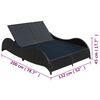vidaXL Chaise longue double avec coussin R&eacute;sine tress&eacute;e Noir