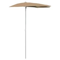 vidaXL Demi-parasol de jardin avec mât 180x90 cm Taupe