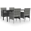 vidaXL Ensemble &agrave; manger de jardin et coussins 5pcs Gris/noir