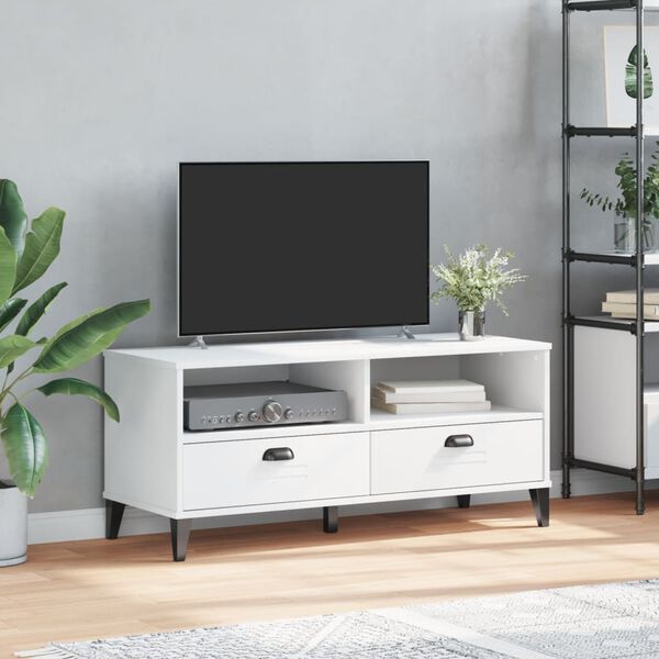vidaXL Meuble TV VIKEN blanc bois d'ingénierie