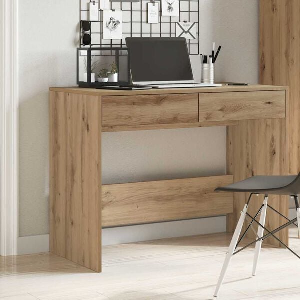 vidaXL Bureau ch&ecirc;ne artisanal 101x50x76,5 cm bois d'ing&eacute;nierie