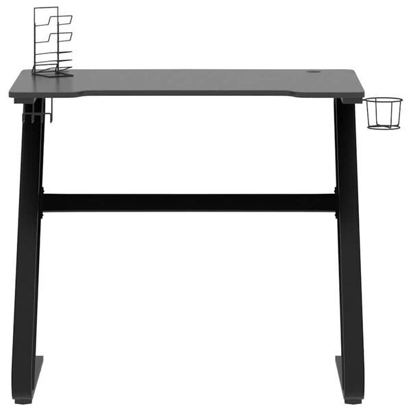 vidaXL Bureau de jeu avec pieds en forme de ZZ Noir 90x60x75 cm