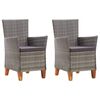 vidaXL Chaises de jardin lot de 2 avec coussins R&eacute;sine tress&eacute;e Gris