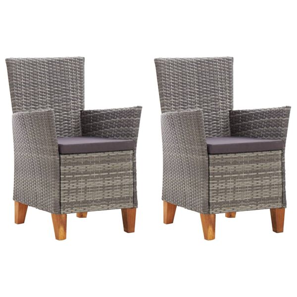 vidaXL Chaises de jardin lot de 2 avec coussins R&eacute;sine tress&eacute;e Gris