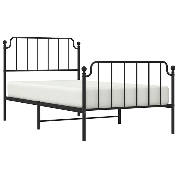vidaXL Cadre de lit m&eacute;tal sans matelas et pied de lit noir 100x200 cm