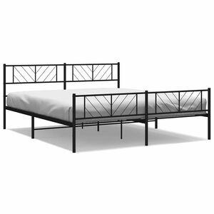 vidaXL Cadre de lit m&eacute;tal sans matelas avec pied de lit noir 183x213cm