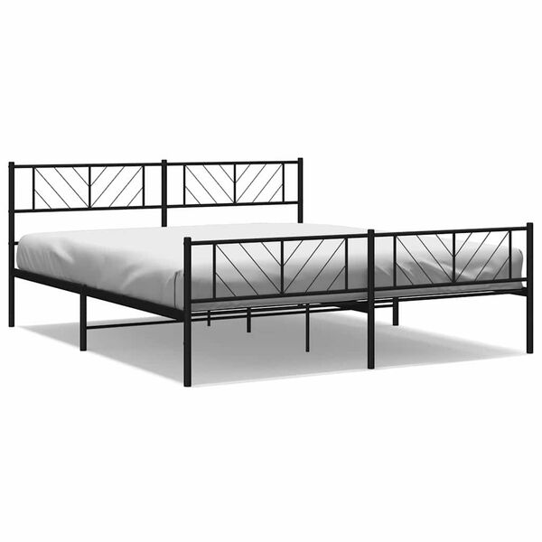 vidaXL Cadre de lit m&eacute;tal sans matelas avec pied de lit noir 183x213cm