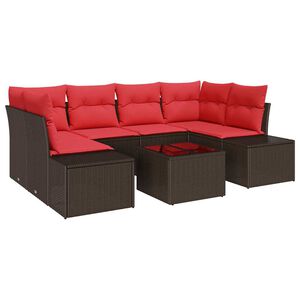 vidaXL Ensemble de canapé de jardin 7 pcs Marron polyrotin