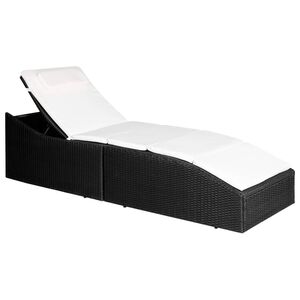 vidaXL Chaise longue avec coussin R&eacute;sine tress&eacute;e Noir