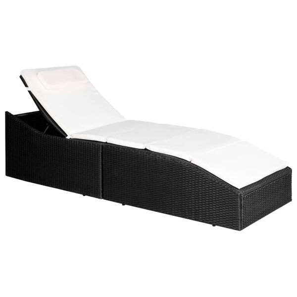 vidaXL Chaise longue avec coussin R&eacute;sine tress&eacute;e Noir