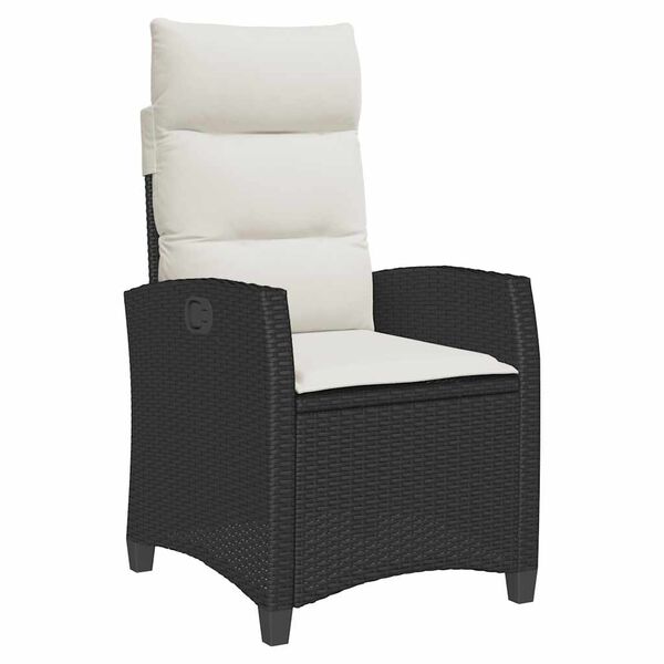 vidaXL Chaise de jardin inclinable avec table d'appoint noir polyrotin