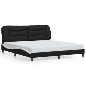 vidaXL Cadre de lit sans matelas Hvar noir et blanc 183x213 cm similicuir