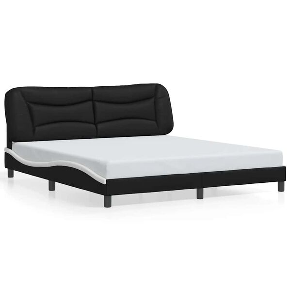 vidaXL Cadre de lit sans matelas Hvar noir et blanc 183x213 cm similicuir