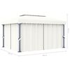 vidaXL Tonnelle avec rideau 4x3 m Blanc cr&egrave;me Aluminium