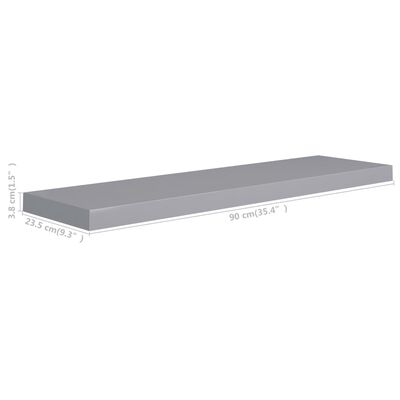 vidaXL Étagère murale flottante gris 90x23,5x3,8 cm MDF