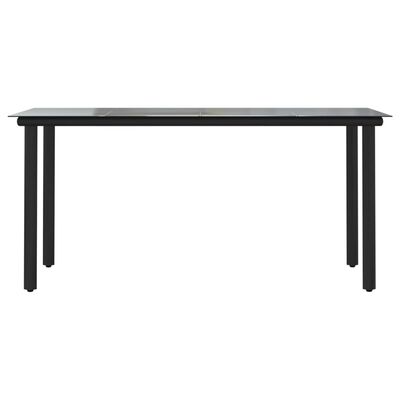 vidaXL Table à dîner de jardin Noir 160x80x74 cm Acier et verre trempé