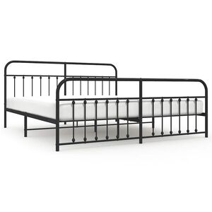 vidaXL Cadre de lit métal sans matelas avec pied de lit noir 193x203cm