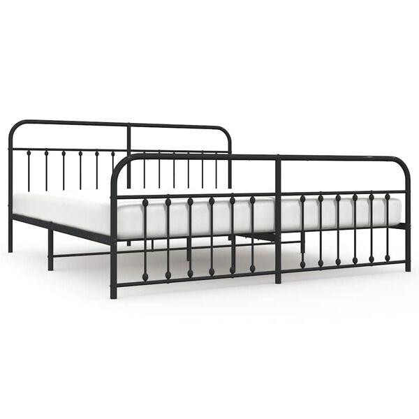 vidaXL Cadre de lit métal sans matelas avec pied de lit noir 193x203cm