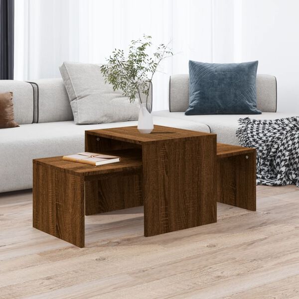 vidaXL Ensemble table basse Ch&ecirc;ne marron 100x48x40cm Bois d'ing&eacute;nierie